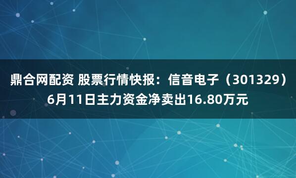 鼎合网配资 股票行情快报：信音电子（301329）6月11日主力资金净卖出16.80万元